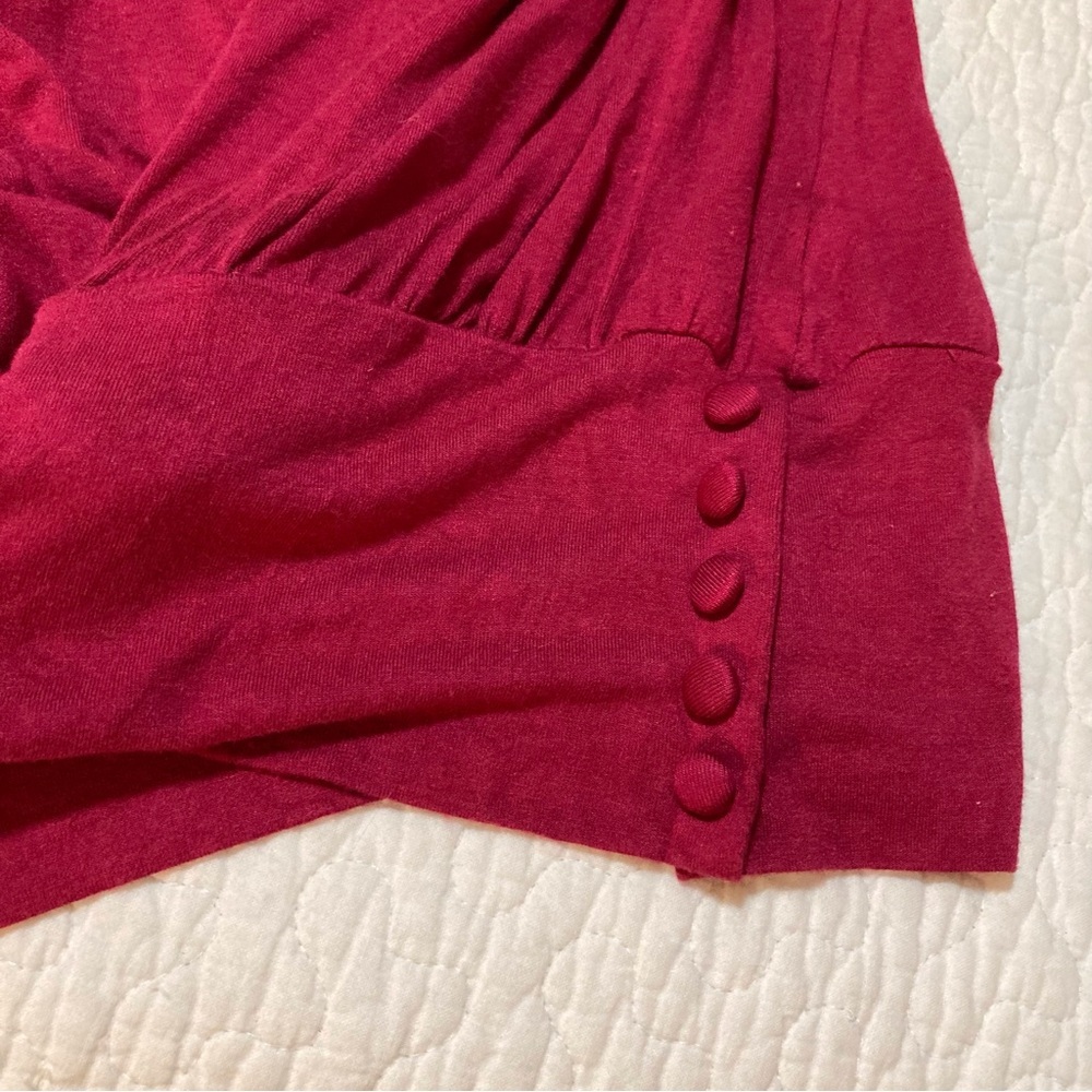 Marisa Christina Red Draped Cap Sleeve Blouse | Soft & Comfy | Summer Parties - Picture 7 of 8